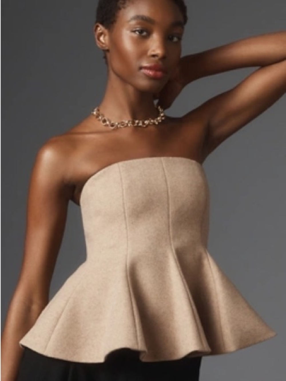 MARE MARE X ANTHROPOLOGIE STRAPLESS PEPLUM TOP